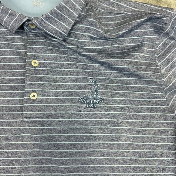 Johnnie-O Size XL Mens Lake Blue Striped Jersey Performance Polo Shirt - Picture 4 of 8